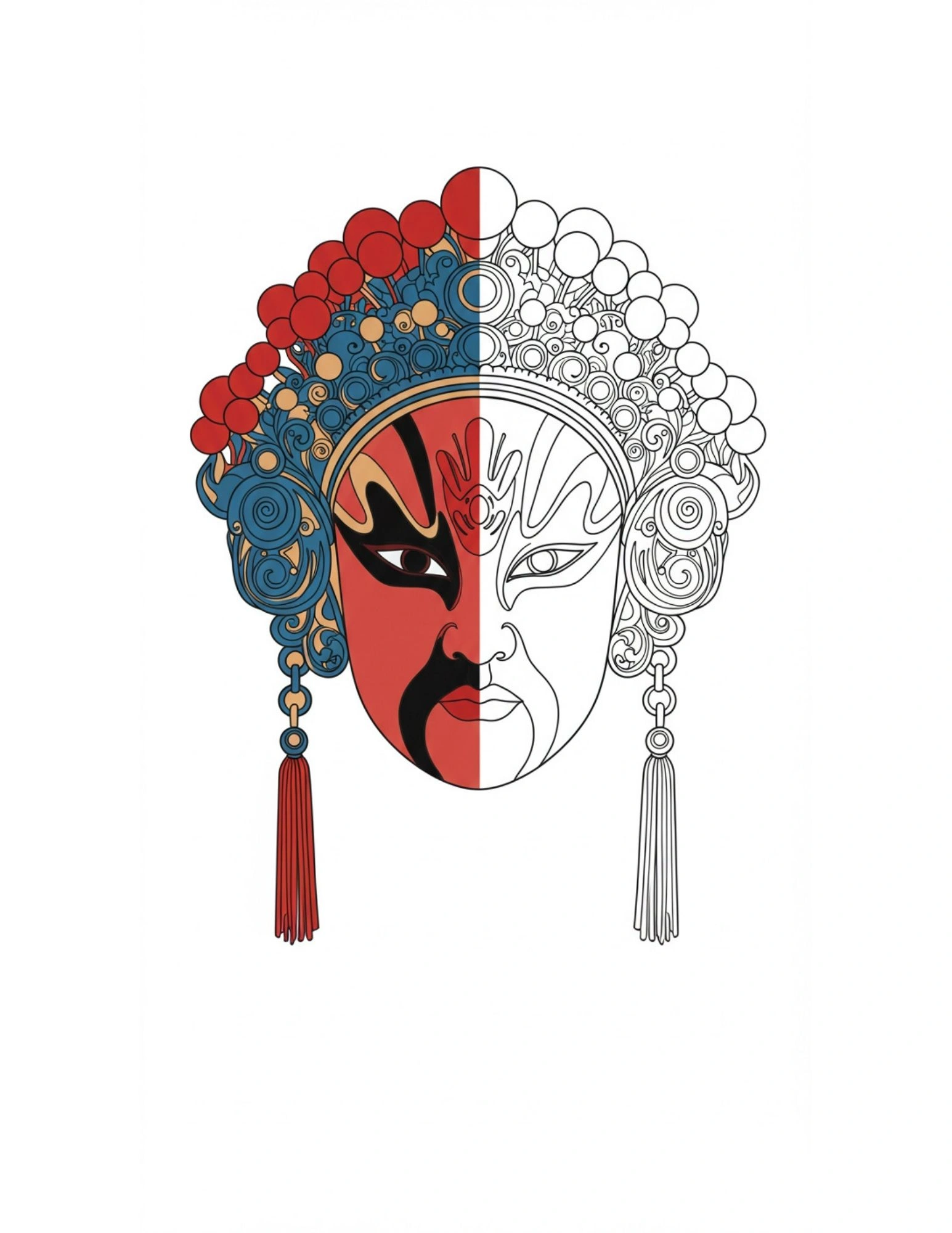 Peking Opera Mask Coloring Book